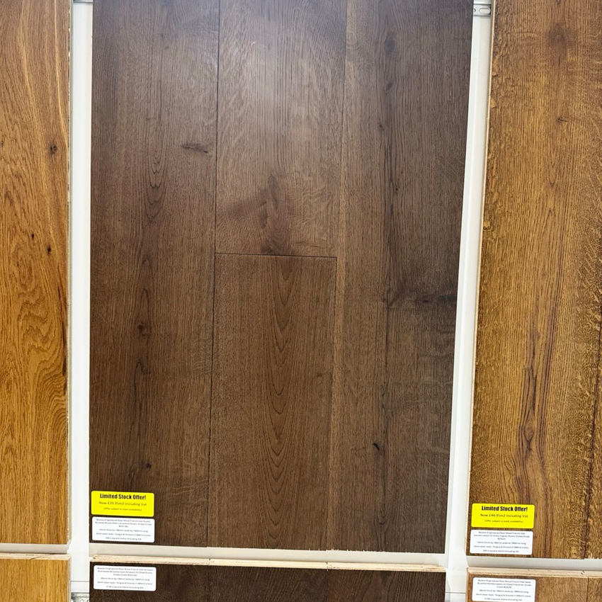 Boston Engineered Real Wood French Oak Rustic Brushed Brown Matt Lacquered